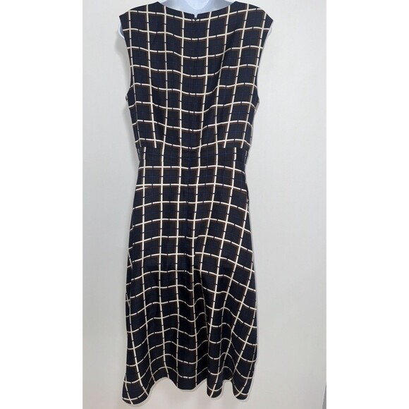 J Crew Silk A Line Twill Midi Dress Black Blue Ivory Windowpane Check Women 10 - Picture 4 of 11